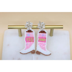 cowboy boot rodeo seed bead earrings